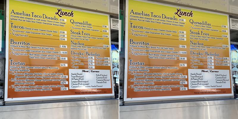 Amelia’s Kitchen Menu