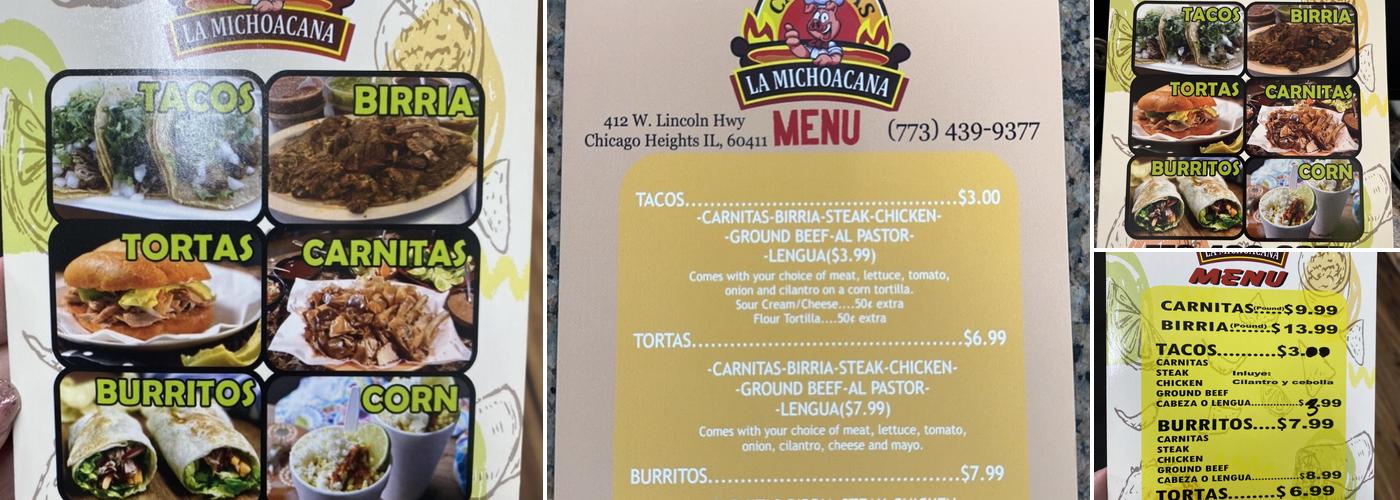 Carnitas La Michoacana Menu