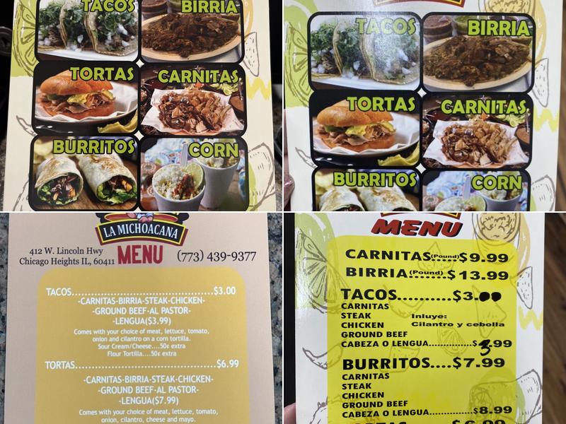 Carnitas La Michoacana Menu