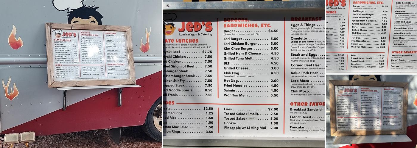 Jed's Lunchwagon Menu