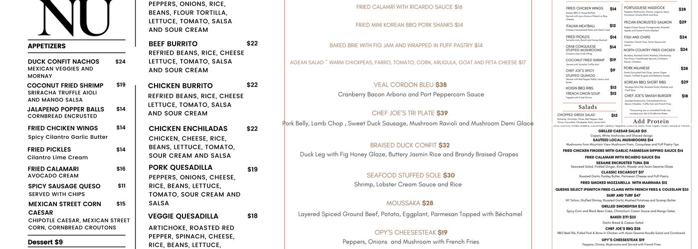 Chef Joe's Catering Menu