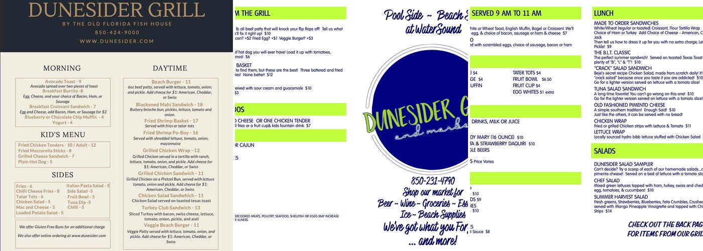 DUNESIDER GRILL & MARKET Menu