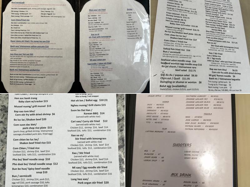 Saigon night restaurant Menu