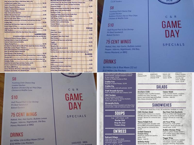 C&R Pub Menu