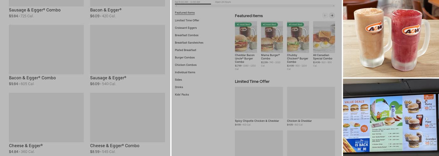A&W Canada Menu