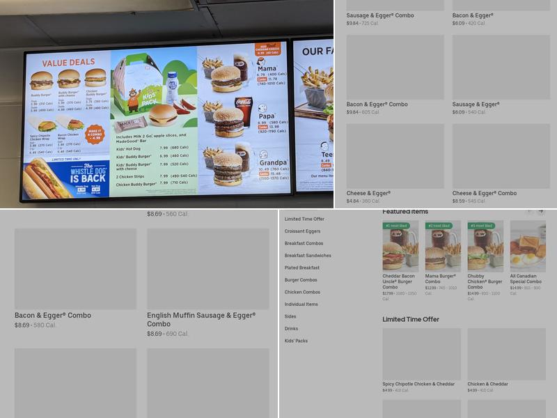 A&W Canada Menu