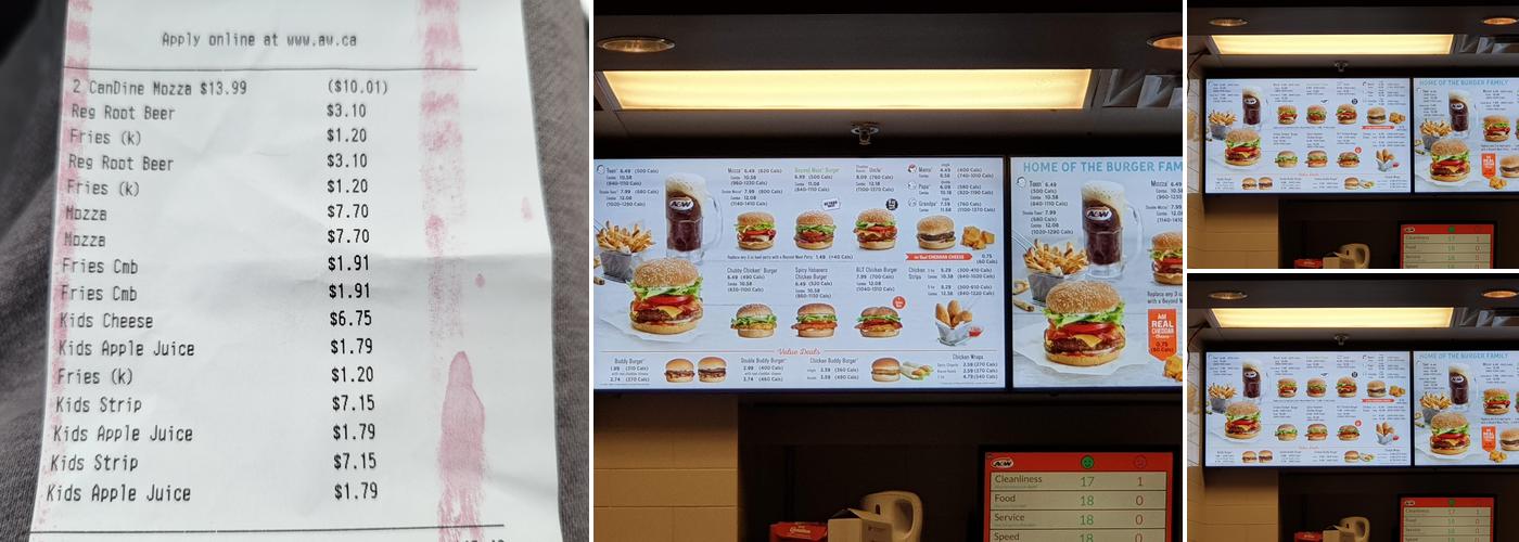 A&W Canada Menu