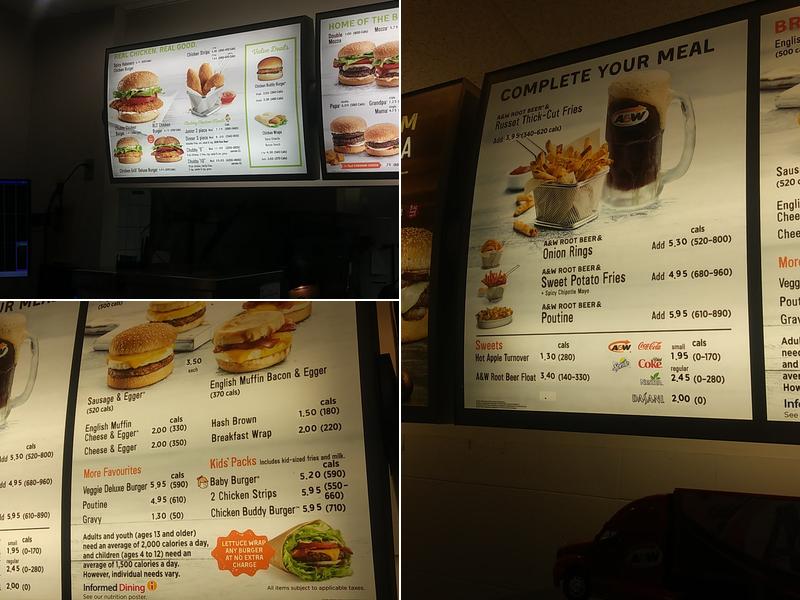 A&W Canada Menu