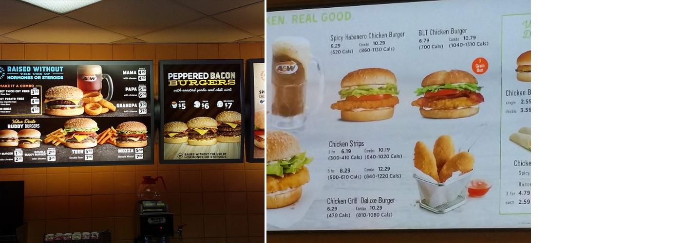 A&W Canada Menu