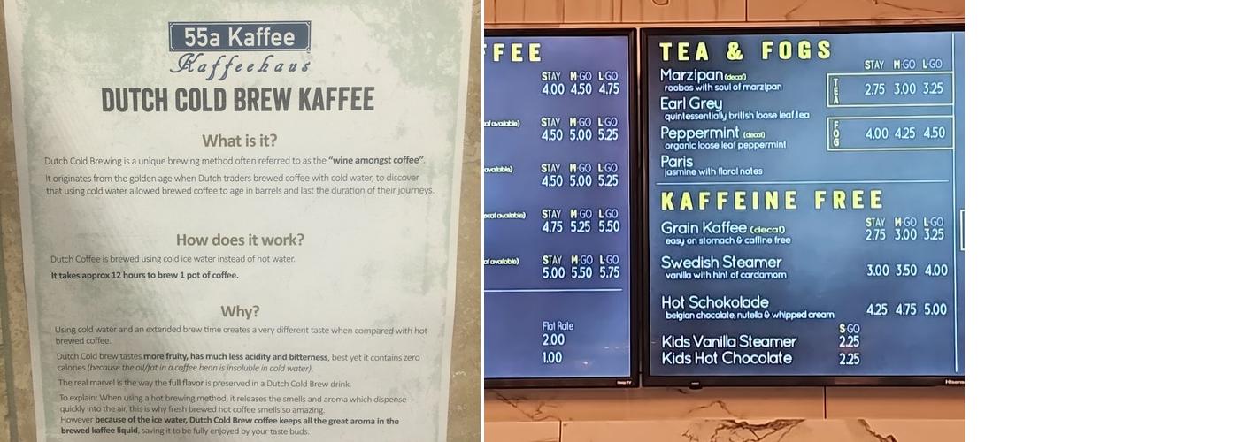 55a Kaffee Menu