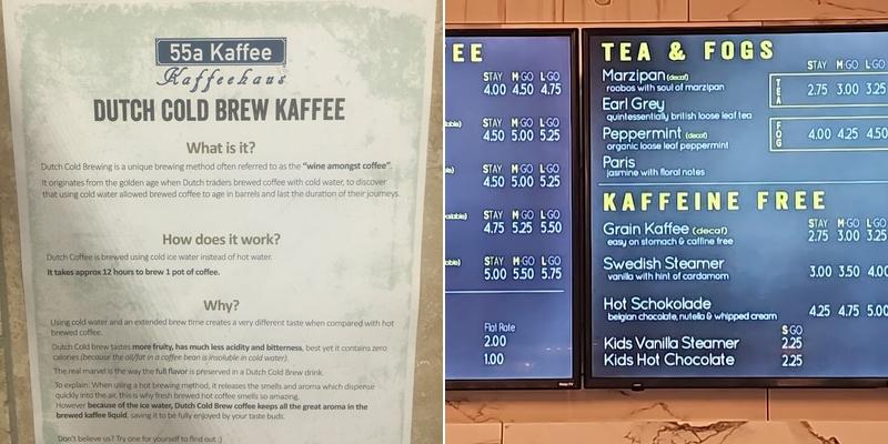 55a Kaffee Menu