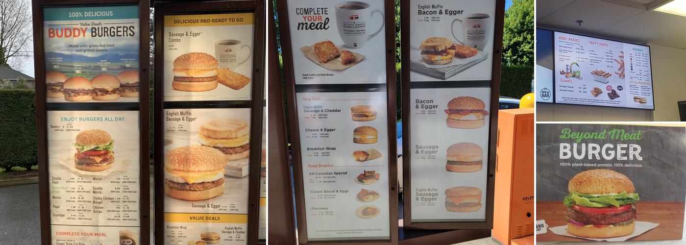 A&W Canada Menu