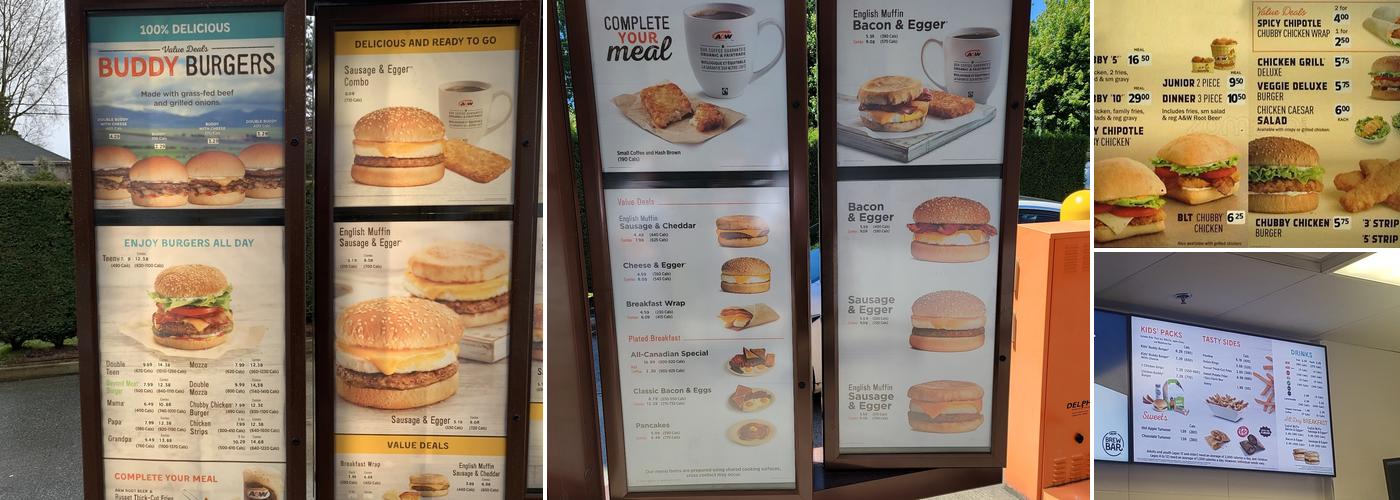 A&W Canada Menu