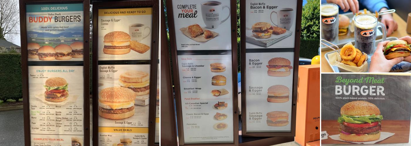 A&W Canada Menu