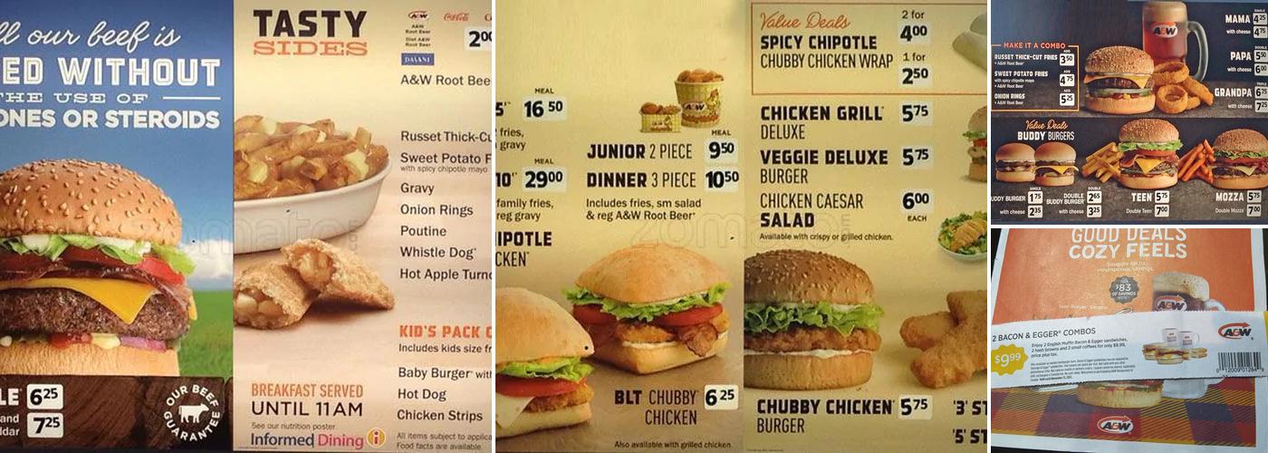 A&W Canada Menu