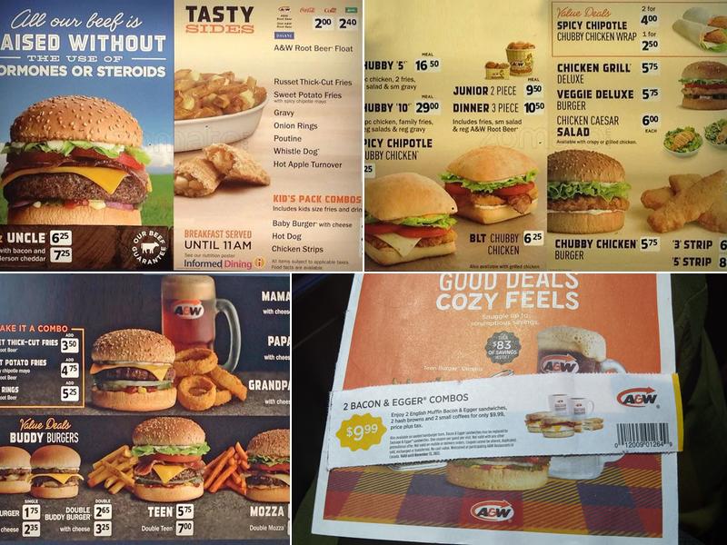 A&W Canada Menu