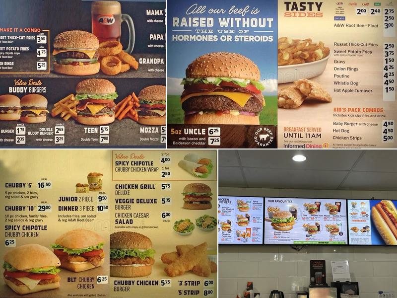 A&W Canada Menu