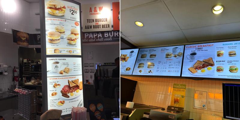 A&W Canada Menu
