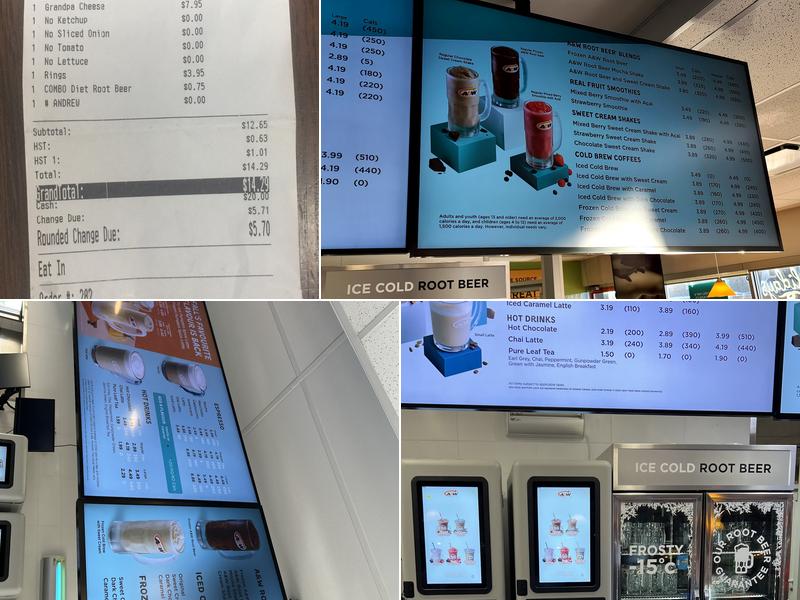 A&W Canada Menu