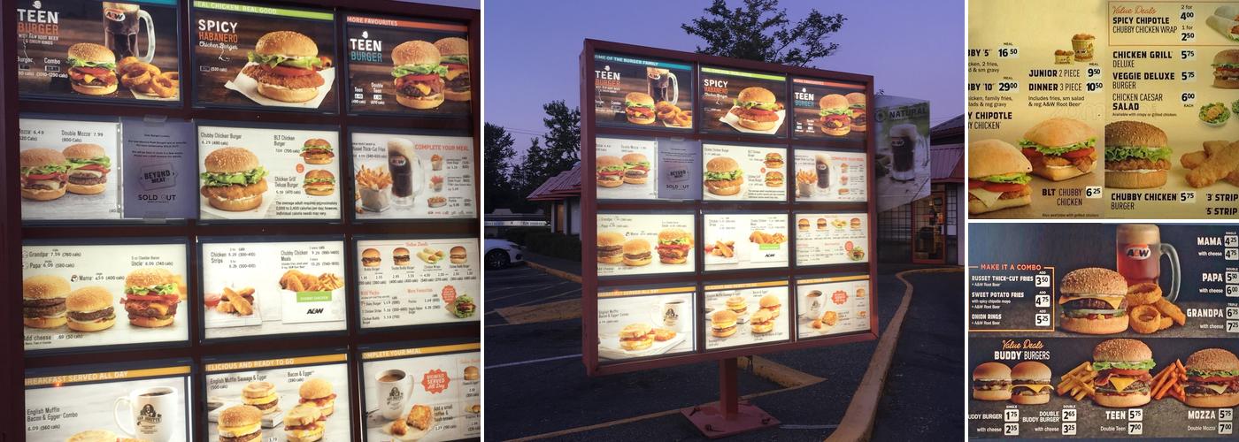A&W Canada Menu