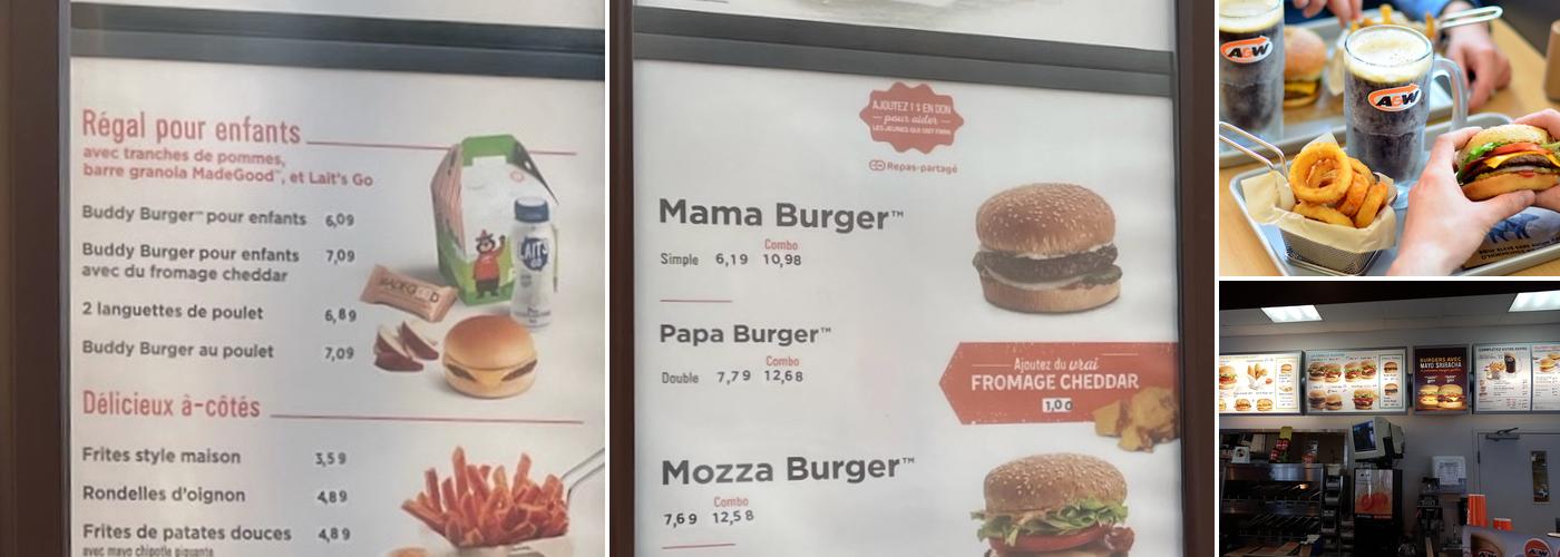 A&W Canada Menu