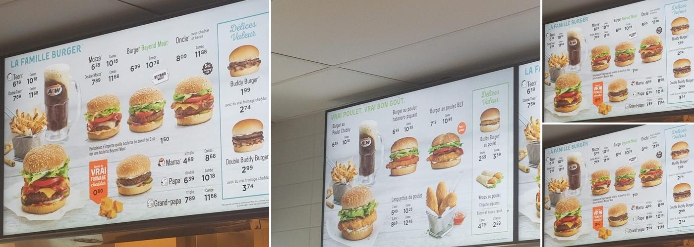 A&W Canada Menu