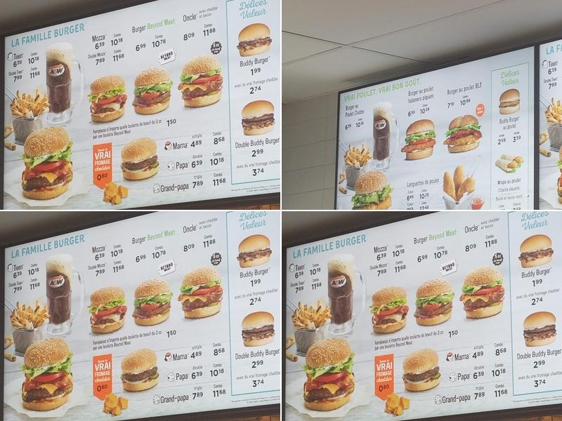 A&W Canada Menu