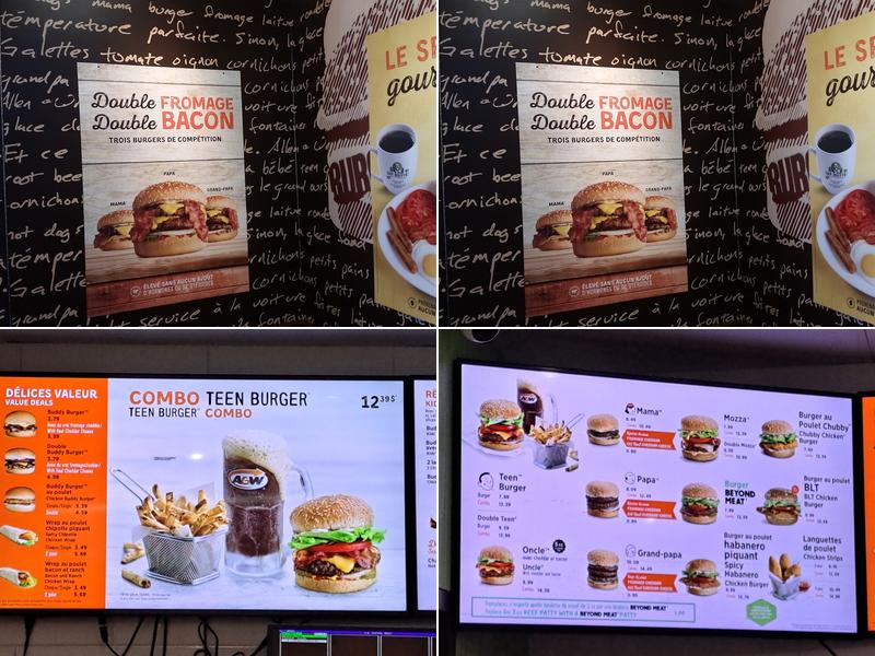 A&W Canada Menu