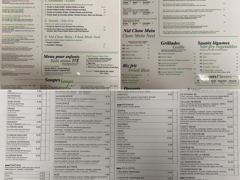Kamani Fusion Asiatique & Sushi Menu