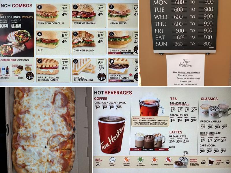 Tim Hortons Menu