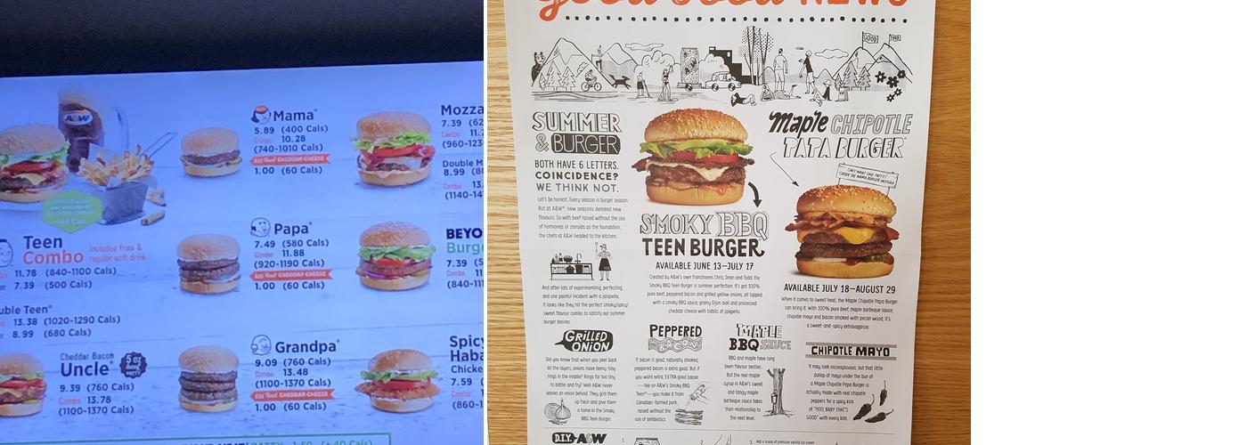 A&W Canada Menu