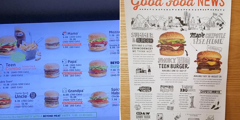 A&W Canada Menu