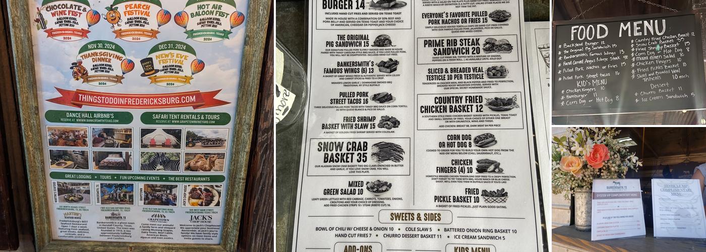 Bankersmith, Texas Menu