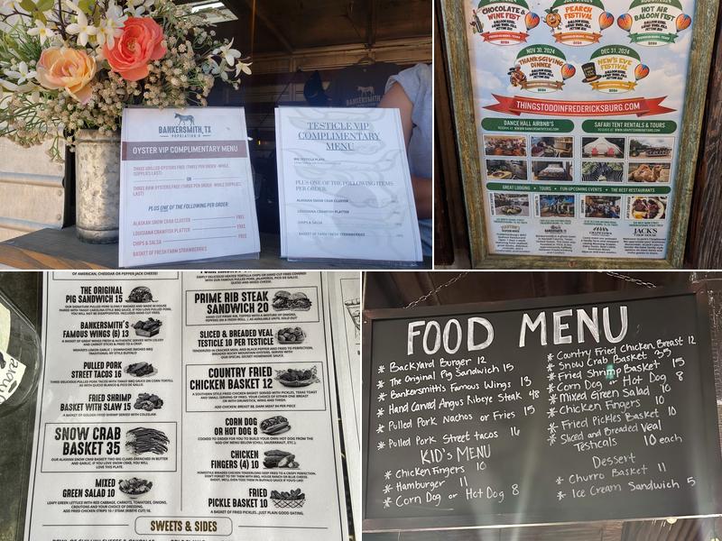 Bankersmith, Texas Menu