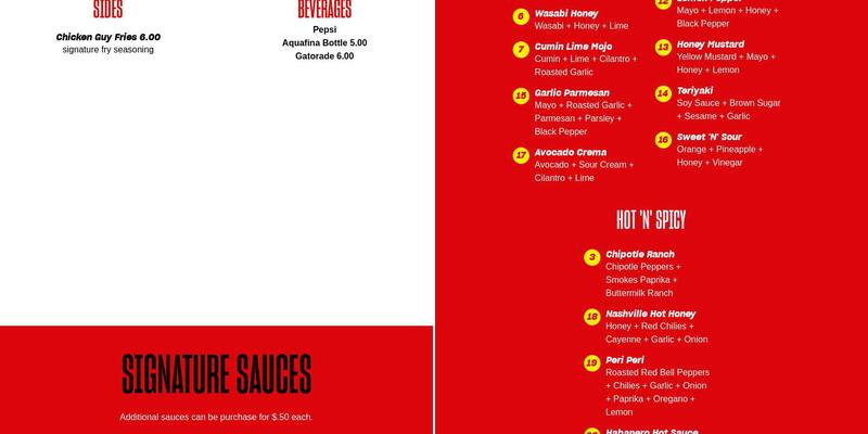 Chicken Guy! Menu