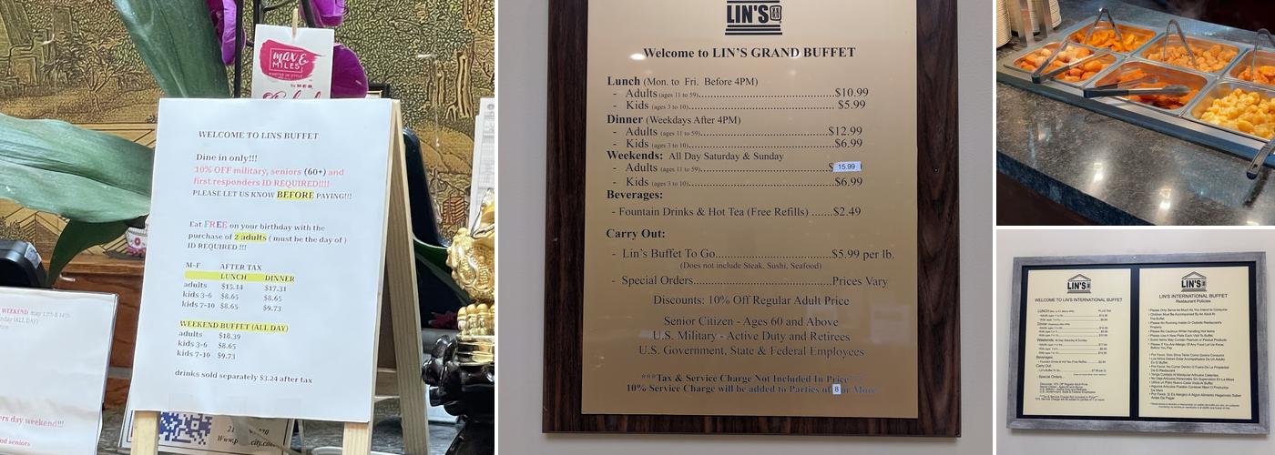 Lin’s International Buffet Menu
