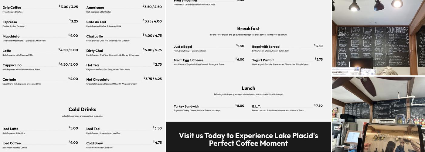 The Coffee Bar Menu