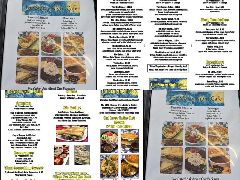 Starry Night Café Menu
