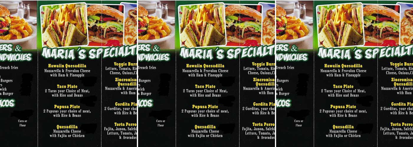 Marias catering Menu