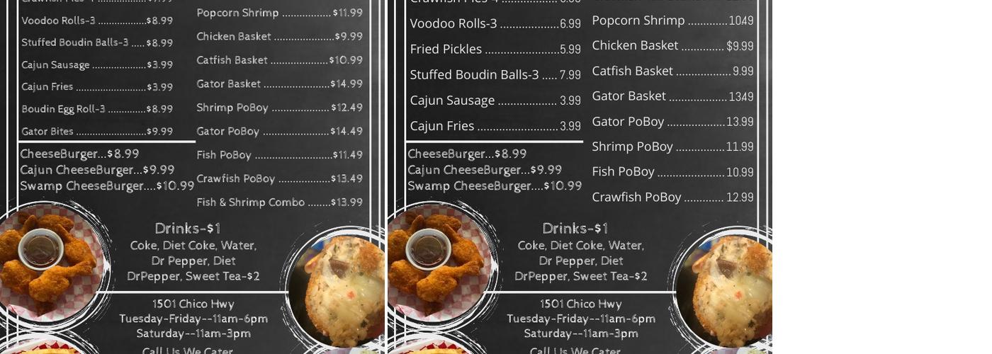 Crawldaddys Cajun Kitchen Menu
