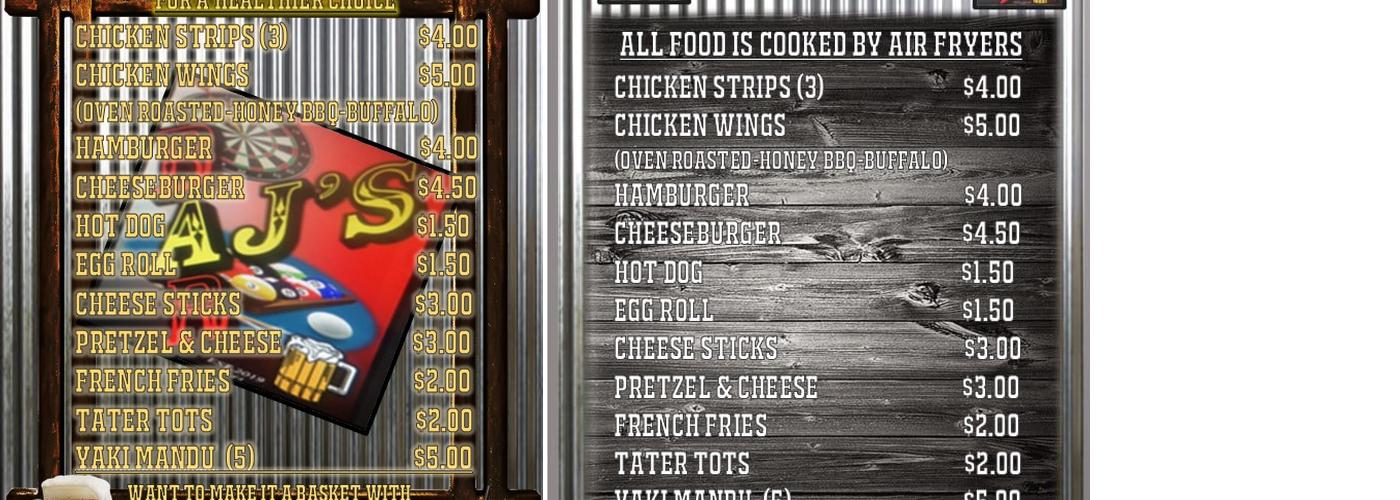 AJs Bar Menu