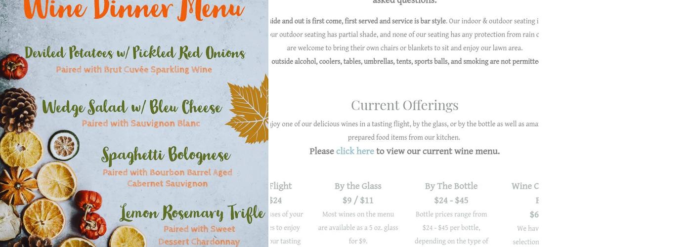 Veronét Vineyards & Winery Menu