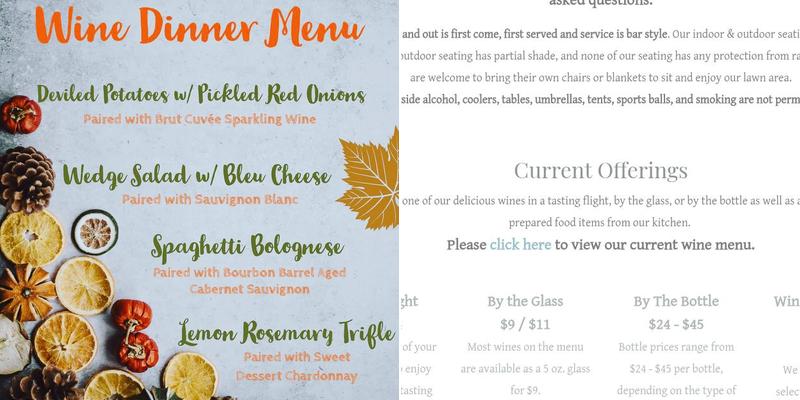 Veronét Vineyards & Winery Menu