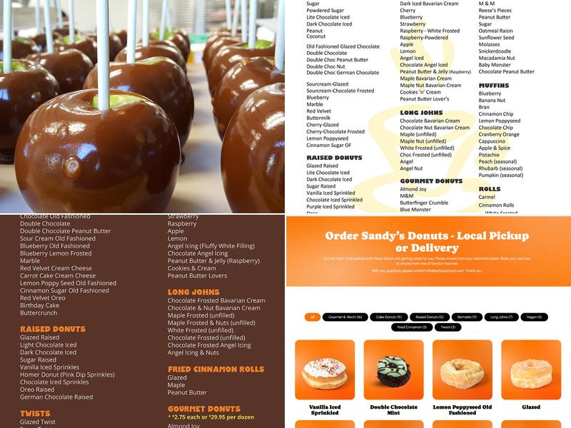 Sandy's Donuts Menu