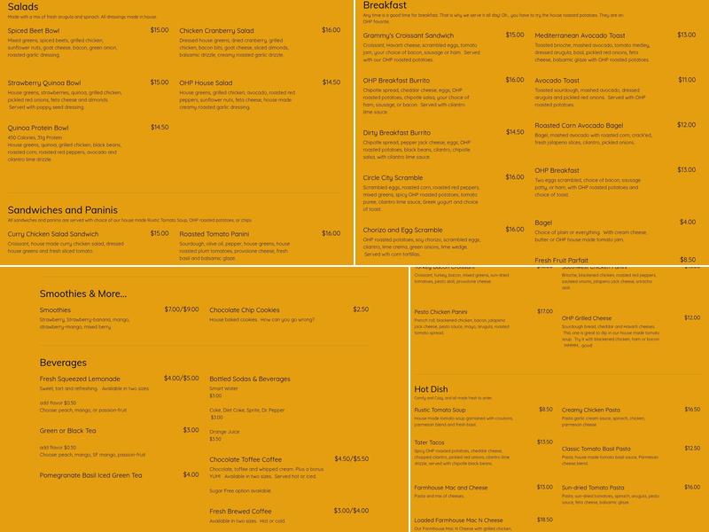 Our Happy Place Cafe - Inside Alexander's Salon and Spa Menu