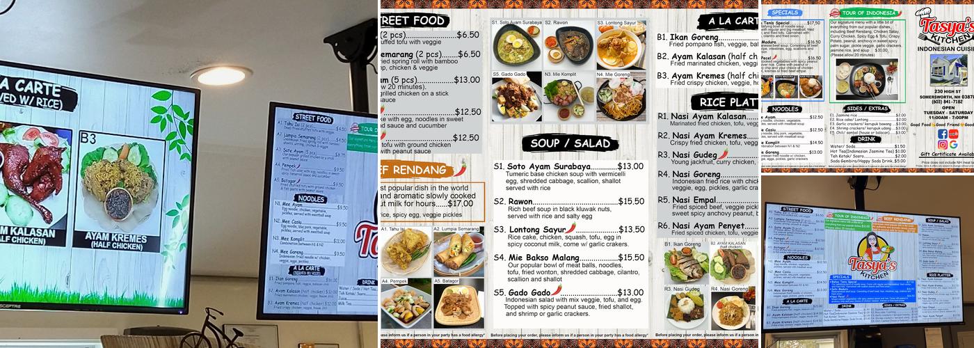 Tasya's Kitchen Menu