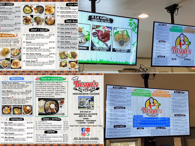 Tasya's Kitchen Menu