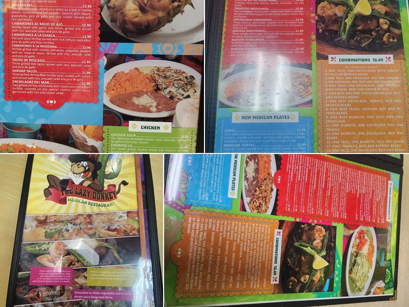 THE LAZY DONKEY MEXICAN RESTAURANT DOWNTOWN Menu