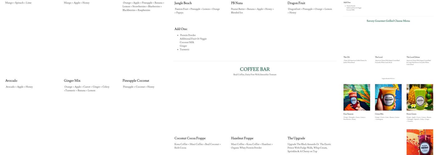 HONOLULU BISTRO Menu