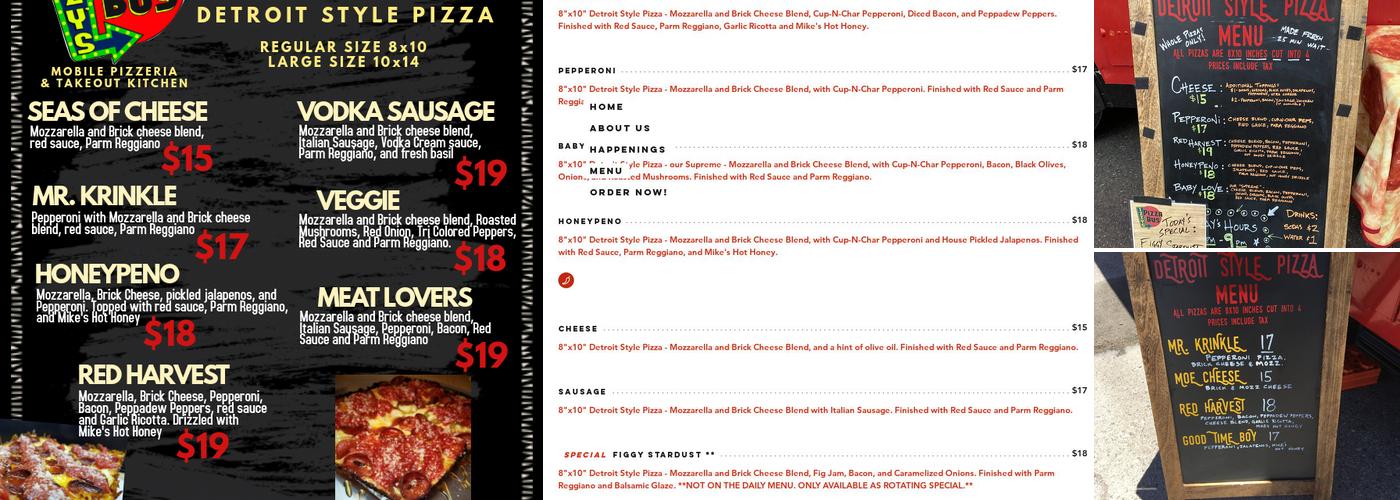 Izzy's Pizza Bus Menu